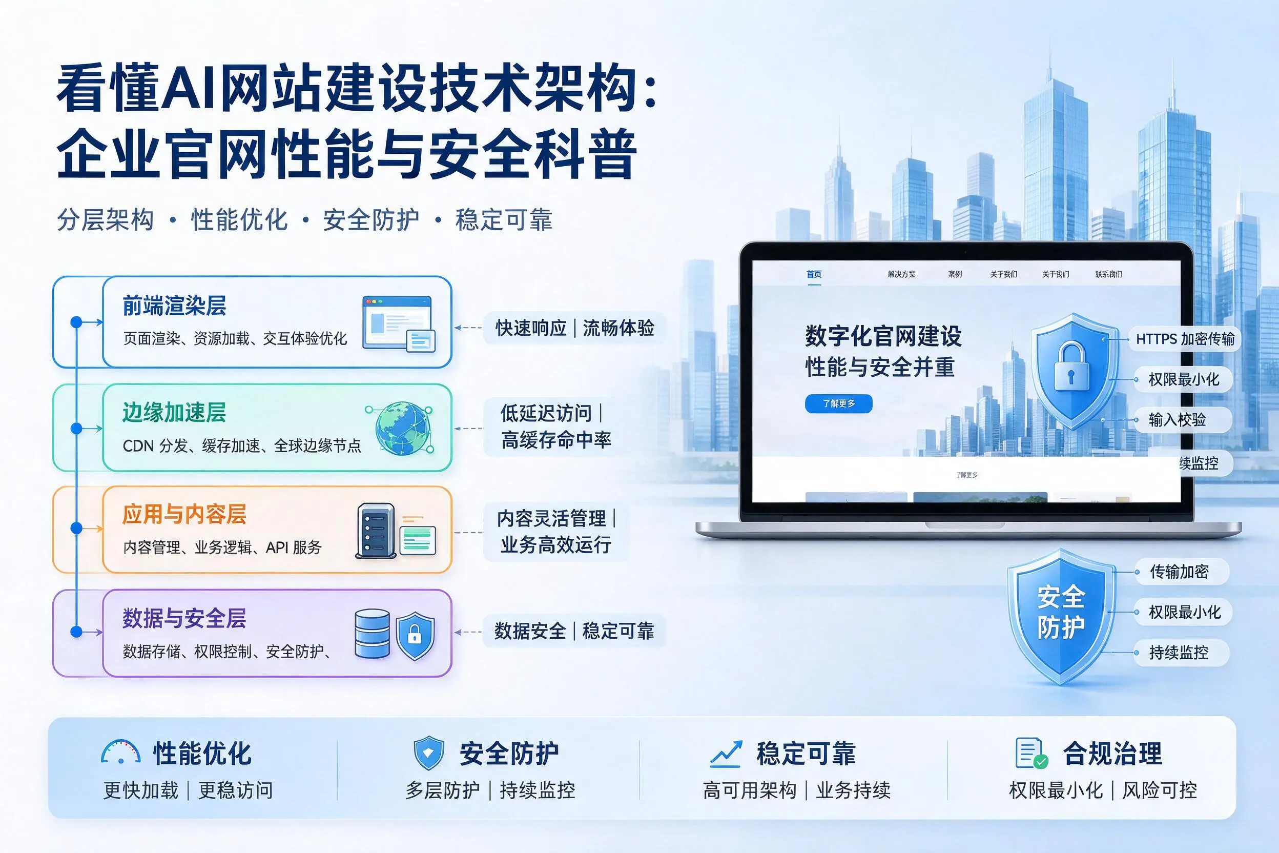 看懂AI网站建设技术架构:乐东企业官网性能与安全科普