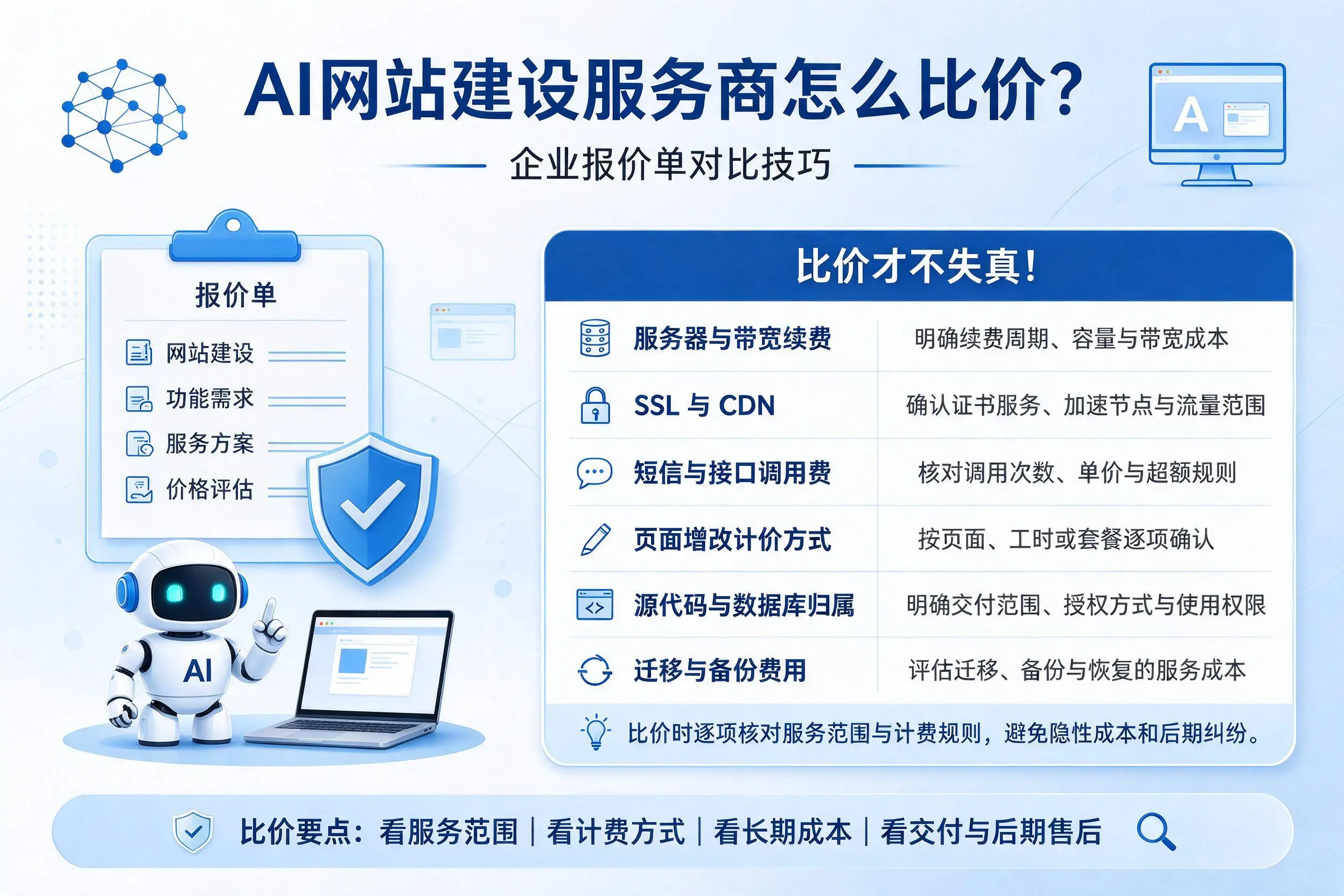 AI网站建设服务商怎么比价?乐东企业报价单对比技巧
